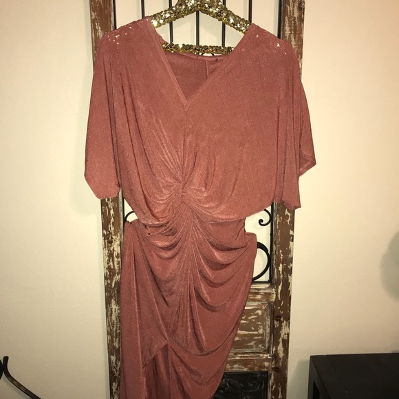 Dress rust v neck slit - Picture 7 of 8